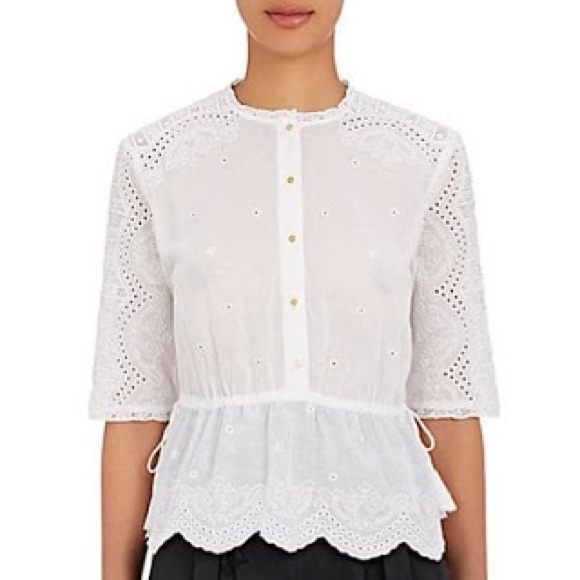 Ulla Johnson Blouse Lace Eyelet White Tassels - Picture 2 of 8